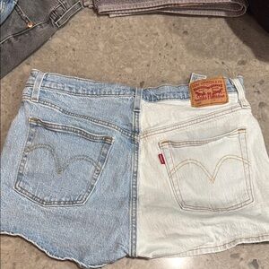 Levi's Light Blue and White Denim Shorts